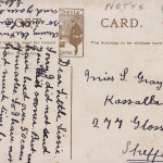 The reverse of an old postcard from early 1900